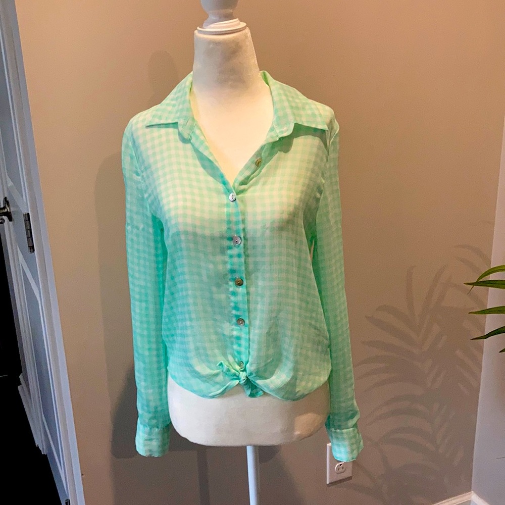 Sheer button down shirt